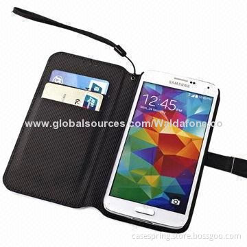 Card Slot Leather Case for Samsung Galaxy S5, ODM and OEM Orders Welcomed